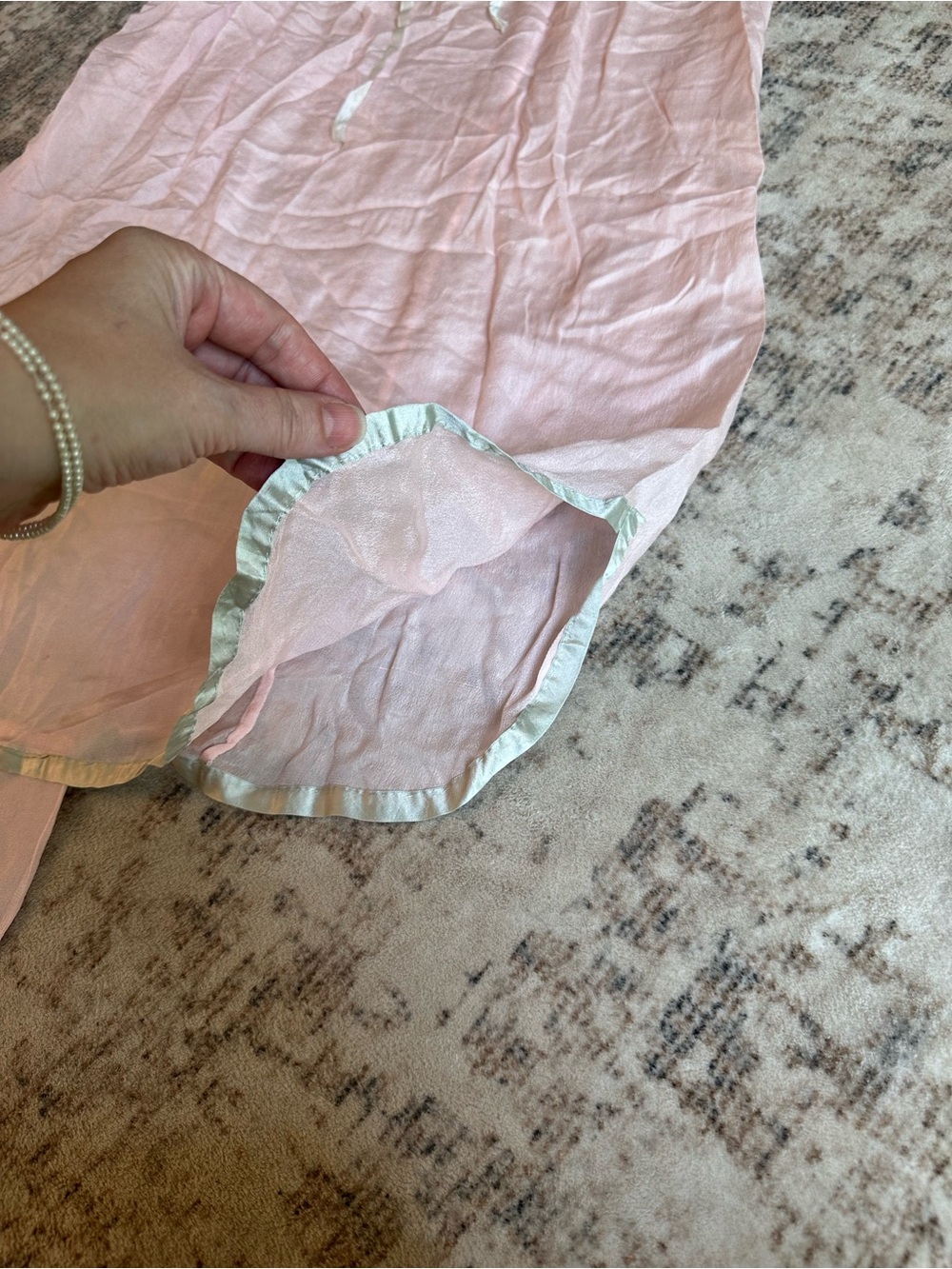Vintage Pink Silk Lace Nightgown Slip Estate Find Romantic Lingerie Sleepwear S - Picture 6 of 8